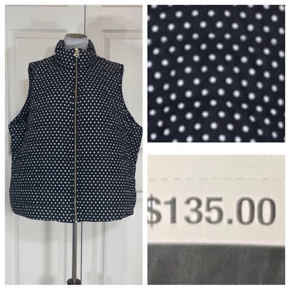 Michael Kors black and white polka dot vest